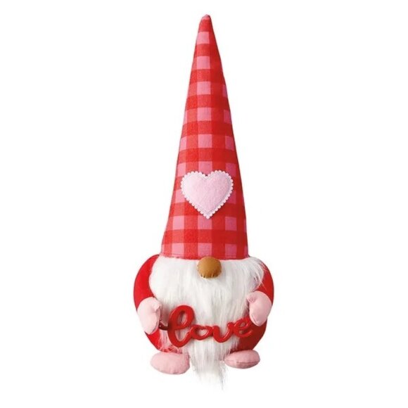 Kirkton House Valentines Day Gnome Decoration With Pink Heart Love Design 20" - Picture 1 of 5